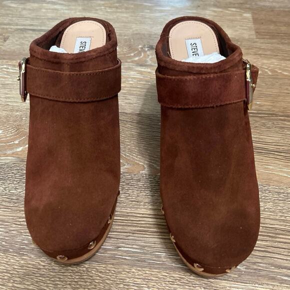 STEVE MADDEN NWB Hilde Chestnut Brown Platform Buckle Clogs Size 9.5 Retro Boho - Picture 2 of 7